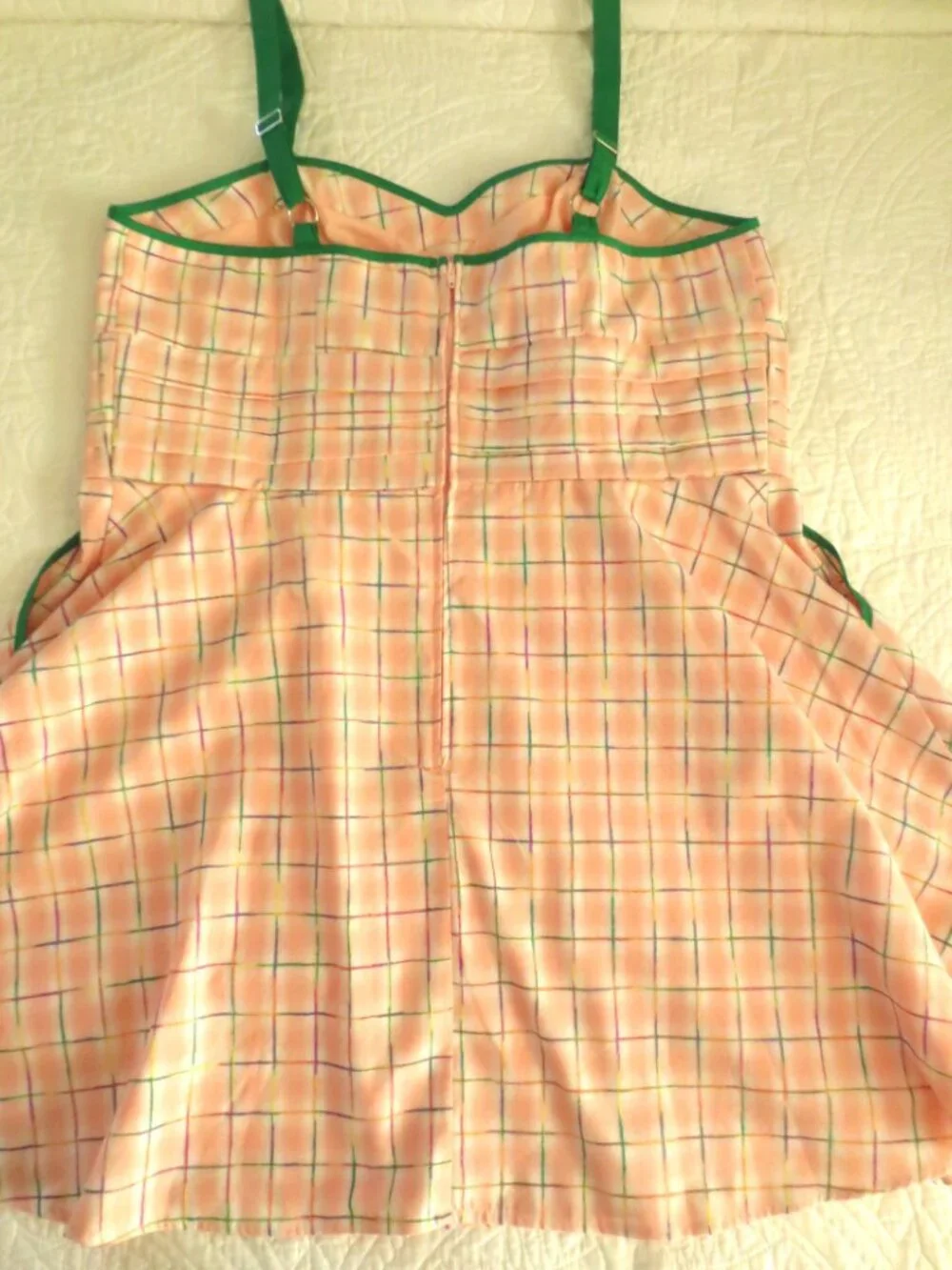Unique Vintage Coquette Pink Plaid Cotton Dress - Picture 8 of 15